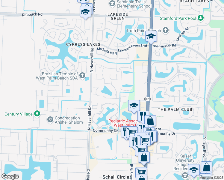 map of restaurants, bars, coffee shops, grocery stores, and more near 4850 Sable Pine Circle in West Palm Beach
