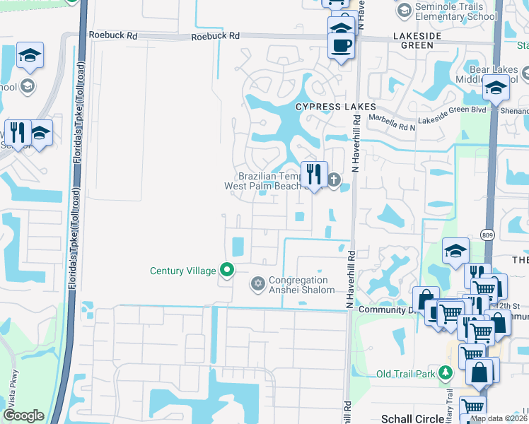 map of restaurants, bars, coffee shops, grocery stores, and more near 5439 Glenda St in West Palm Beach