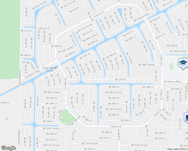 map of restaurants, bars, coffee shops, grocery stores, and more near 3708 Northeast 14th Avenue in Cape Coral