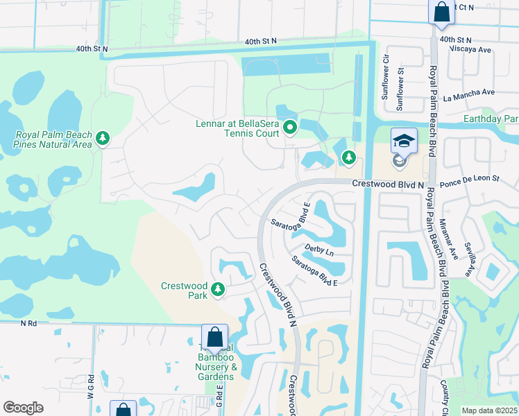 map of restaurants, bars, coffee shops, grocery stores, and more near 141 Meadowlands Drive in West Palm Beach