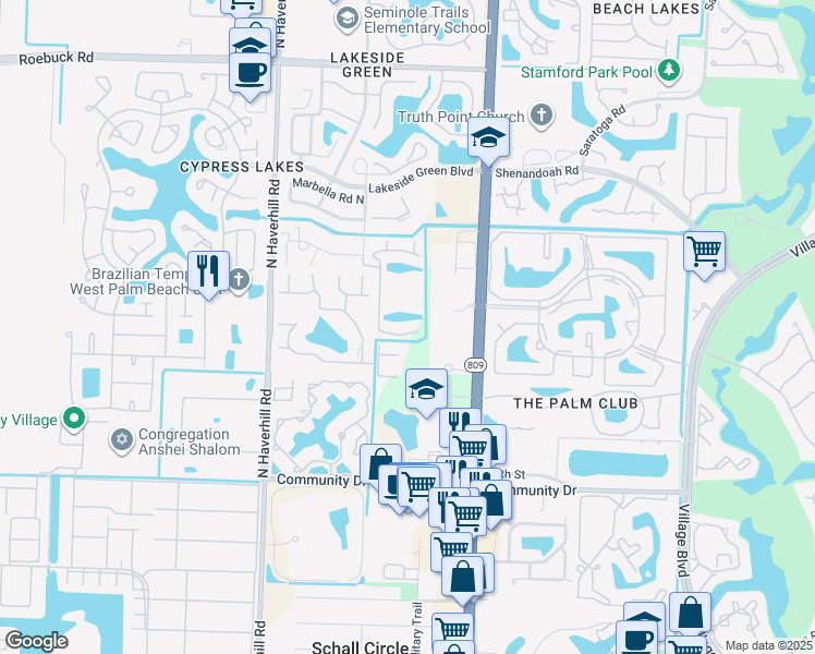 map of restaurants, bars, coffee shops, grocery stores, and more near 3588 Alder Drive in West Palm Beach