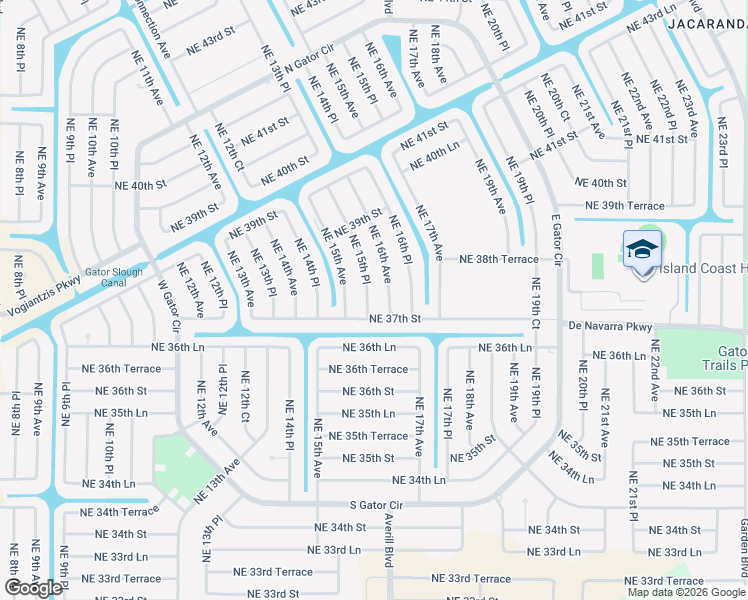 map of restaurants, bars, coffee shops, grocery stores, and more near 3709 Northeast 15th Place in Cape Coral