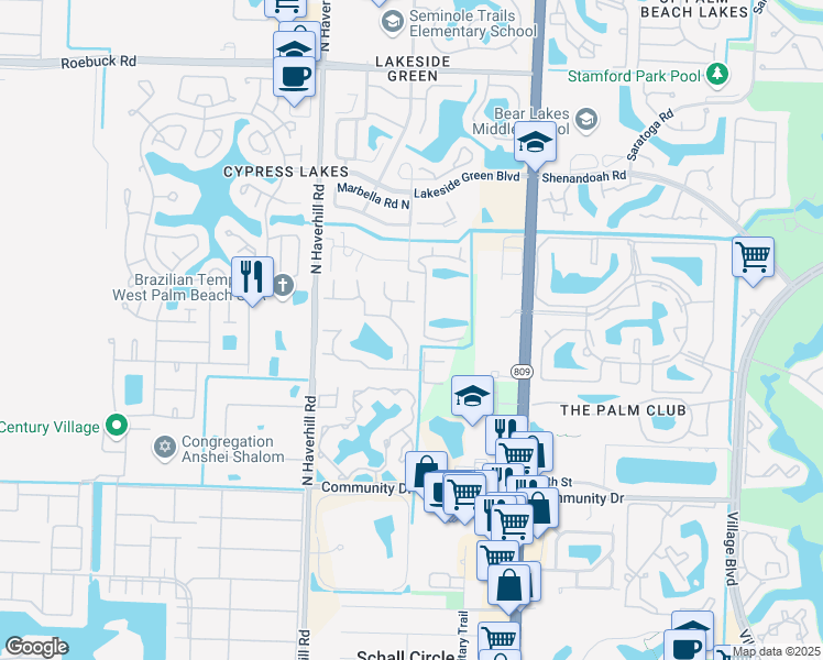 map of restaurants, bars, coffee shops, grocery stores, and more near 4849 Sable Pine Circle in West Palm Beach