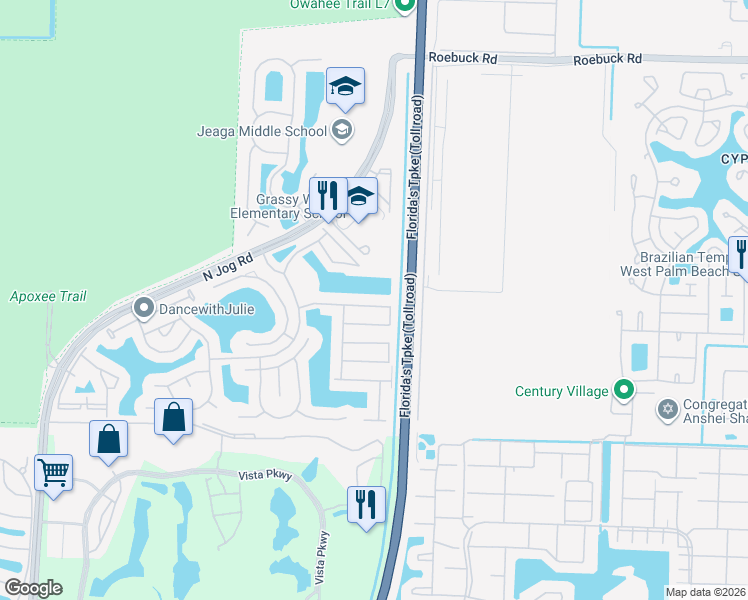 map of restaurants, bars, coffee shops, grocery stores, and more near 6155 Eaton Street in Royal Palm Beach