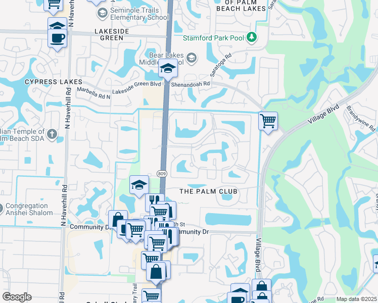 map of restaurants, bars, coffee shops, grocery stores, and more near 1030 Green Pine Boulevard in West Palm Beach
