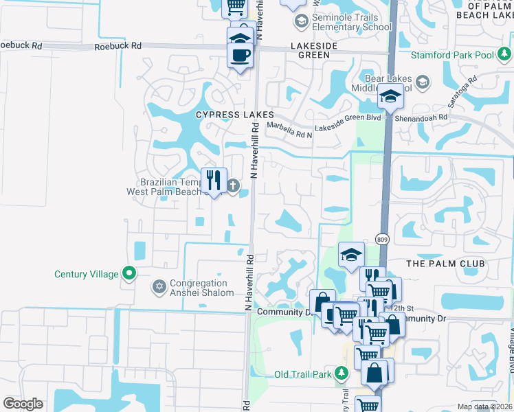 map of restaurants, bars, coffee shops, grocery stores, and more near in Cypress Lakes