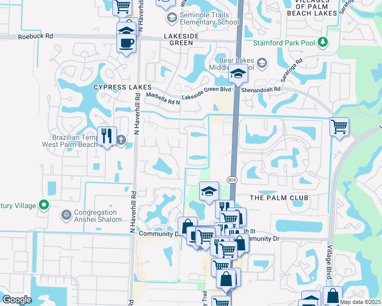 map of restaurants, bars, coffee shops, grocery stores, and more near 3606 Alder Drive in West Palm Beach