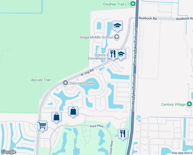 map of restaurants, bars, coffee shops, grocery stores, and more near 3407 Turtle Cove in West Palm Beach