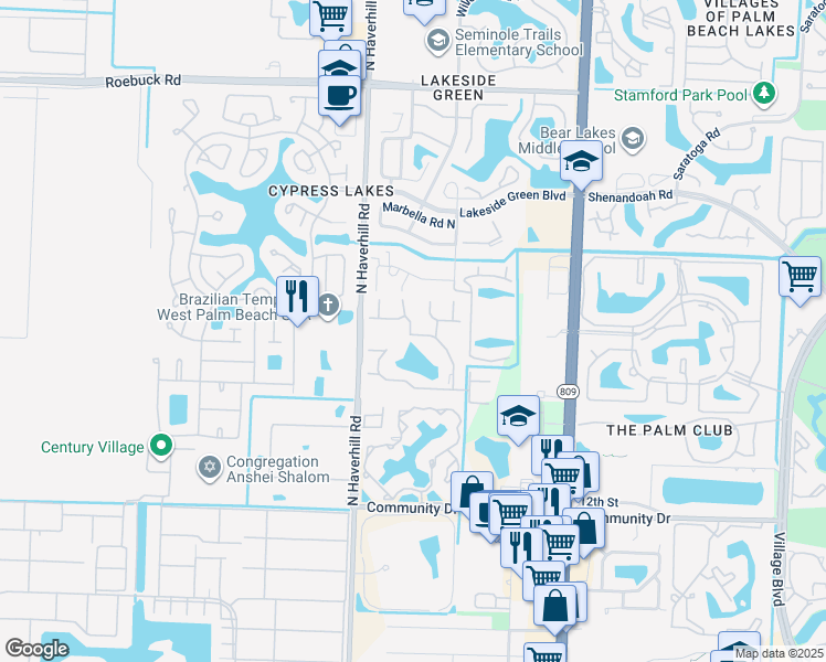 map of restaurants, bars, coffee shops, grocery stores, and more near 4844 Sable Pine Circle in West Palm Beach