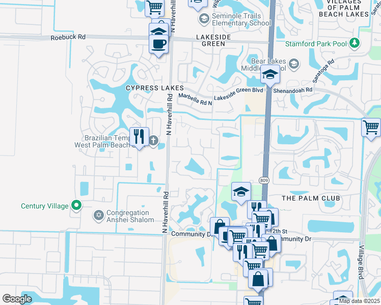 map of restaurants, bars, coffee shops, grocery stores, and more near 4844 Sable Pine Circle in West Palm Beach