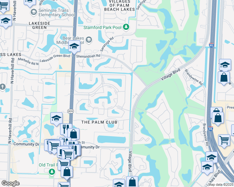 map of restaurants, bars, coffee shops, grocery stores, and more near 1025 Green Pine Boulevard in West Palm Beach