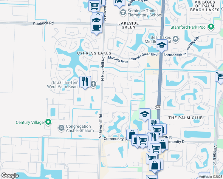 map of restaurants, bars, coffee shops, grocery stores, and more near 4689 Sable Pine Circle in West Palm Beach