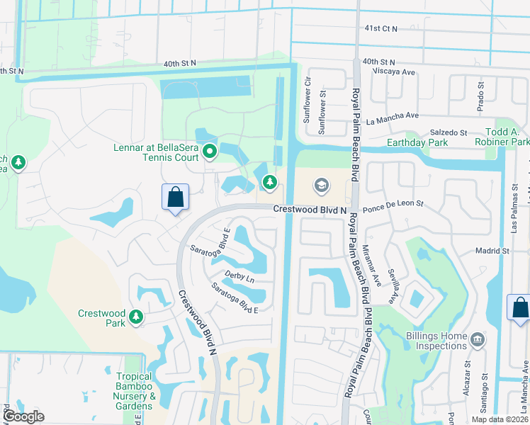 map of restaurants, bars, coffee shops, grocery stores, and more near 111 Belmont Drive in West Palm Beach