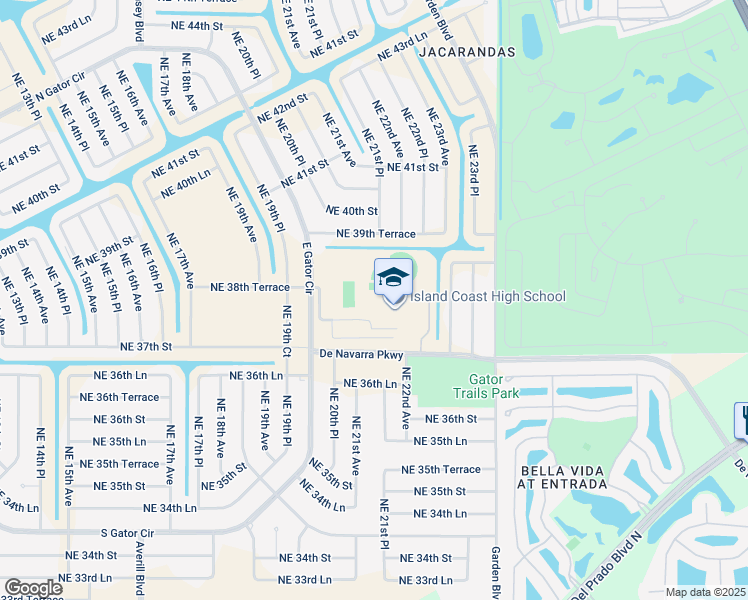 map of restaurants, bars, coffee shops, grocery stores, and more near 2125 De Navarra Parkway in Cape Coral