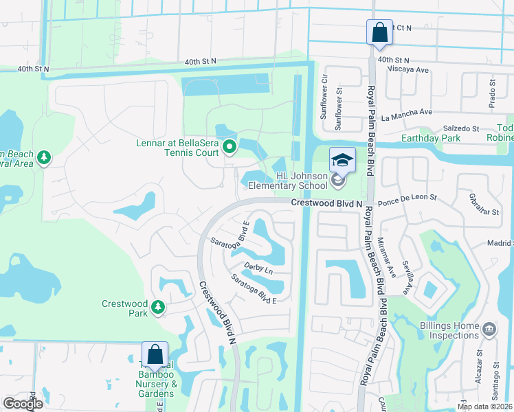 map of restaurants, bars, coffee shops, grocery stores, and more near 141 Saratoga Boulevard East in West Palm Beach