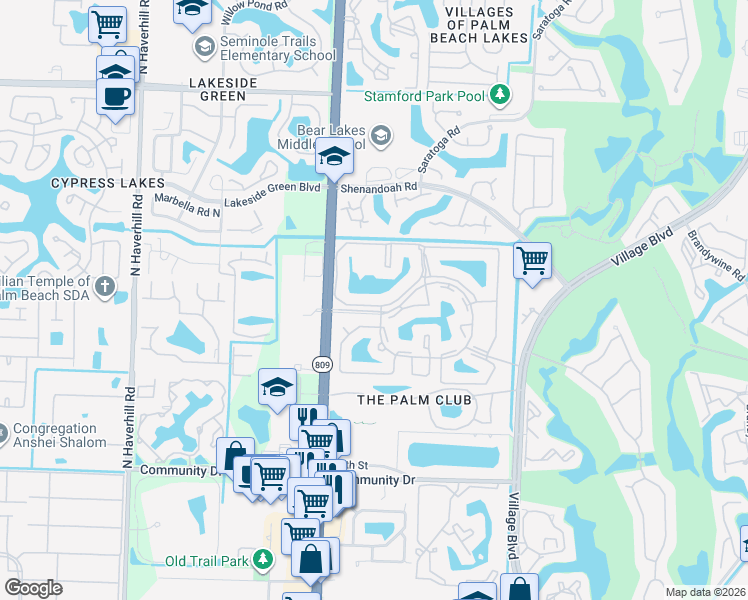 map of restaurants, bars, coffee shops, grocery stores, and more near 1002 Green Pine Boulevard in West Palm Beach