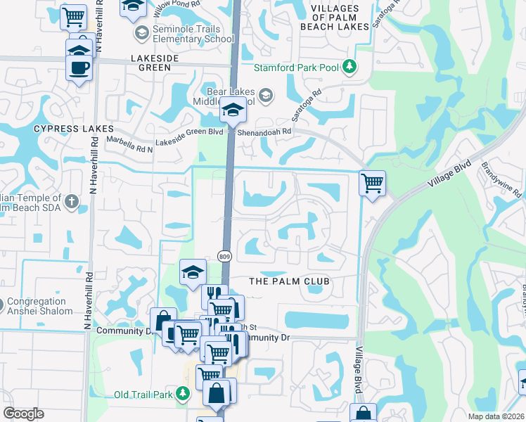 map of restaurants, bars, coffee shops, grocery stores, and more near 1016 Green Pine Boulevard in West Palm Beach