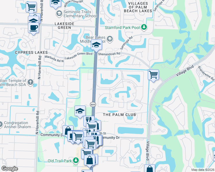 map of restaurants, bars, coffee shops, grocery stores, and more near 1002 Green Pine Boulevard in West Palm Beach