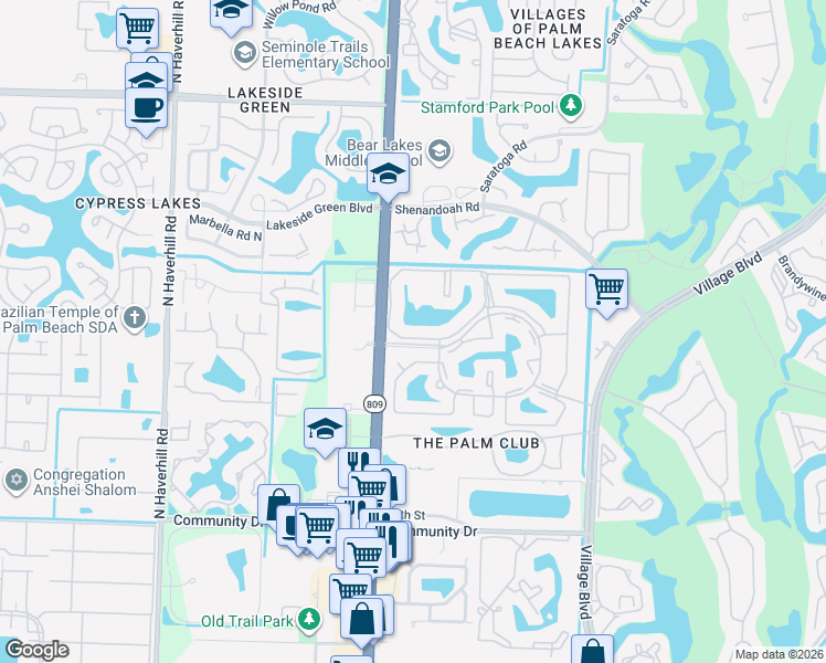 map of restaurants, bars, coffee shops, grocery stores, and more near 1002 Green Pine Boulevard in West Palm Beach