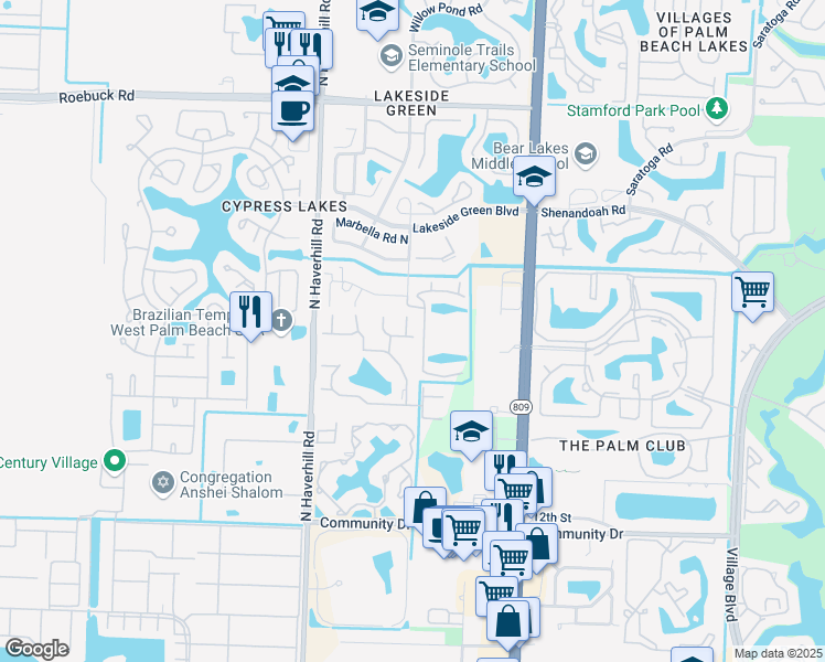 map of restaurants, bars, coffee shops, grocery stores, and more near in Lakeside Green