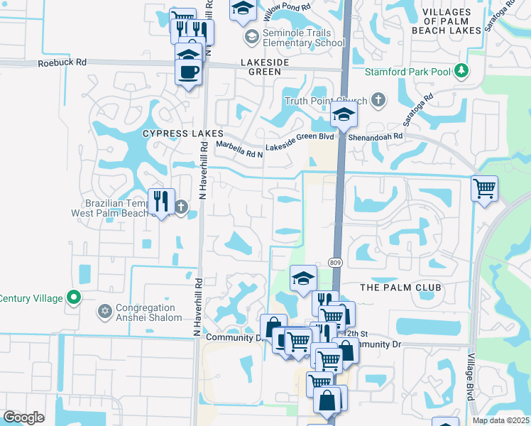 map of restaurants, bars, coffee shops, grocery stores, and more near in Lakeside Green