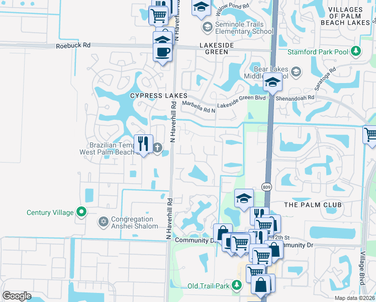 map of restaurants, bars, coffee shops, grocery stores, and more near 4737 Sable Pine Circle in West Palm Beach