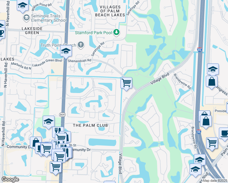map of restaurants, bars, coffee shops, grocery stores, and more near 1111 Green Pine Boulevard in West Palm Beach
