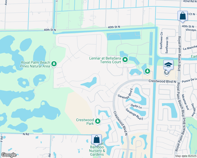 map of restaurants, bars, coffee shops, grocery stores, and more near 107 Lexington Drive in Royal Palm Beach