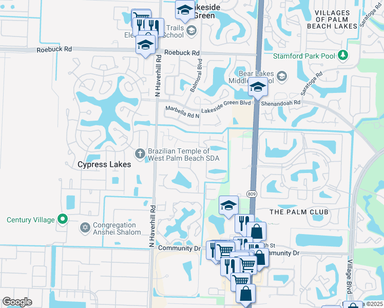 map of restaurants, bars, coffee shops, grocery stores, and more near in Lakeside Green