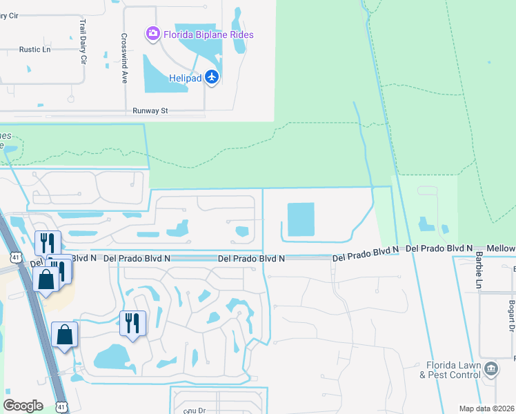 map of restaurants, bars, coffee shops, grocery stores, and more near 3938 Cypress Run Road in North Fort Myers