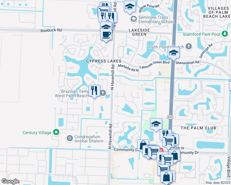 map of restaurants, bars, coffee shops, grocery stores, and more near 4717 Sable Pine Circle in West Palm Beach