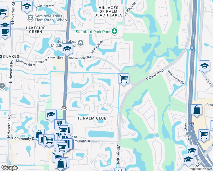 map of restaurants, bars, coffee shops, grocery stores, and more near 1025 Green Pine Boulevard in West Palm Beach