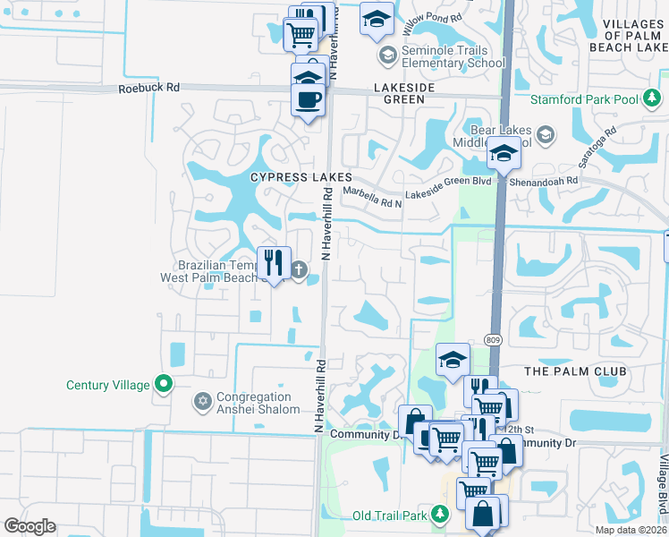 map of restaurants, bars, coffee shops, grocery stores, and more near 4717 Sable Pine Circle in West Palm Beach