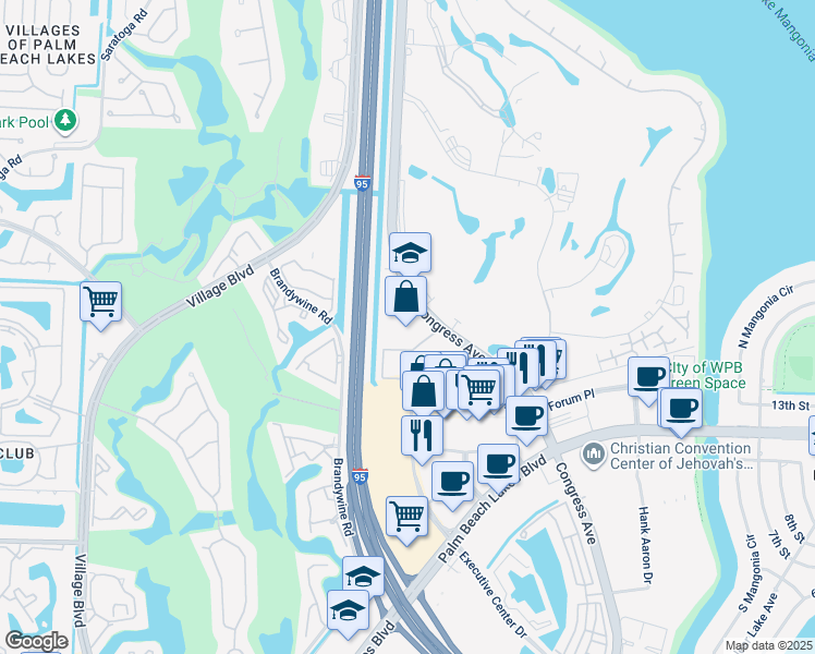 map of restaurants, bars, coffee shops, grocery stores, and more near 1757 North Congress Avenue in West Palm Beach