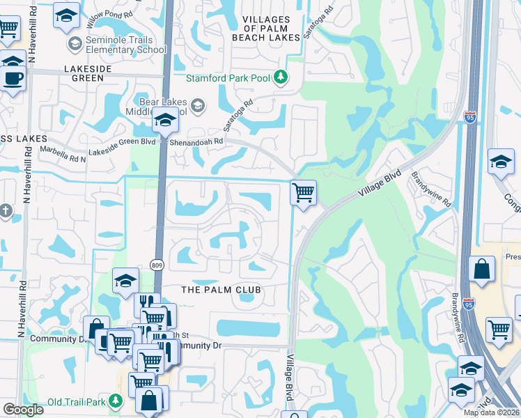 map of restaurants, bars, coffee shops, grocery stores, and more near 1025 Green Pine Boulevard in West Palm Beach