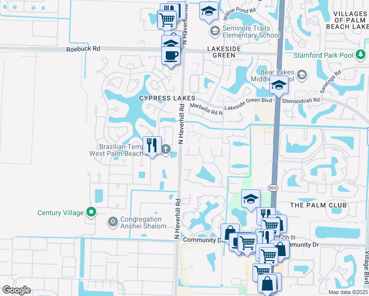 map of restaurants, bars, coffee shops, grocery stores, and more near 4717 Sable Pine Circle in West Palm Beach