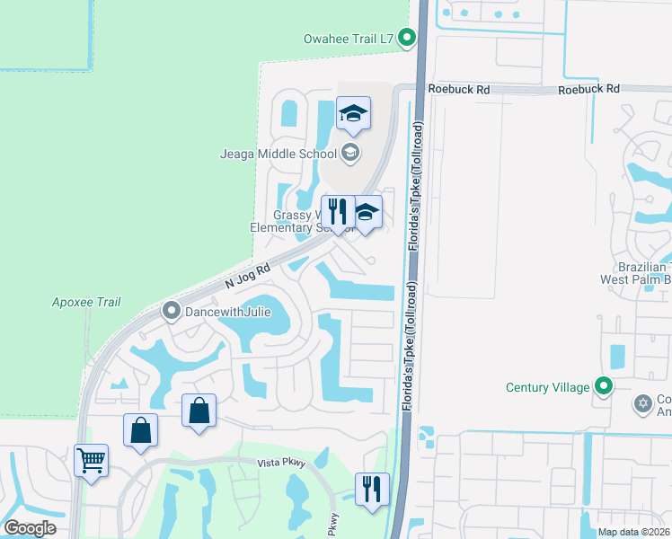 map of restaurants, bars, coffee shops, grocery stores, and more near 3478 Briar Bay Boulevard in Royal Palm Beach