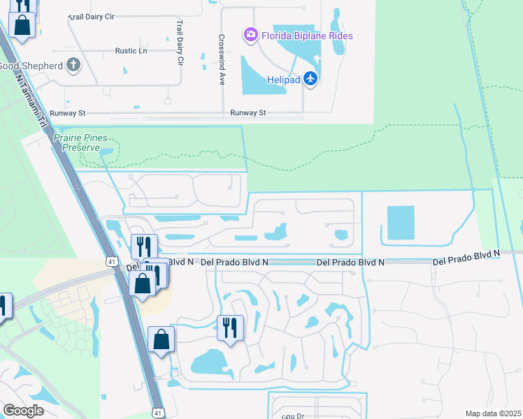 map of restaurants, bars, coffee shops, grocery stores, and more near 3601 Chipshot Court in North Fort Myers