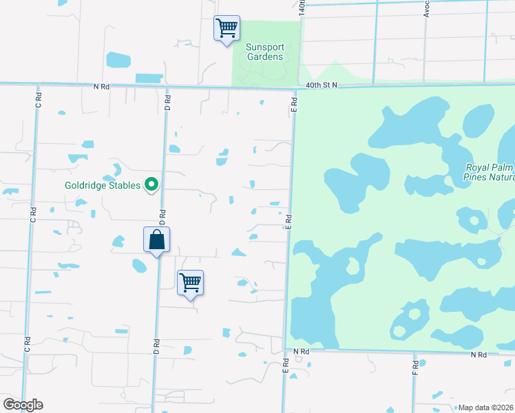 map of restaurants, bars, coffee shops, grocery stores, and more near 3571 E Road in Loxahatchee