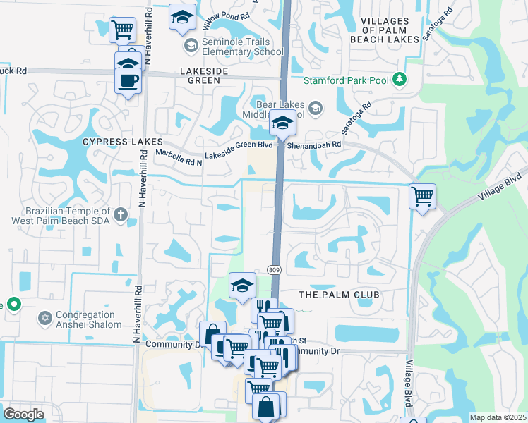 map of restaurants, bars, coffee shops, grocery stores, and more near 4613 Tara Cove Way in West Palm Beach