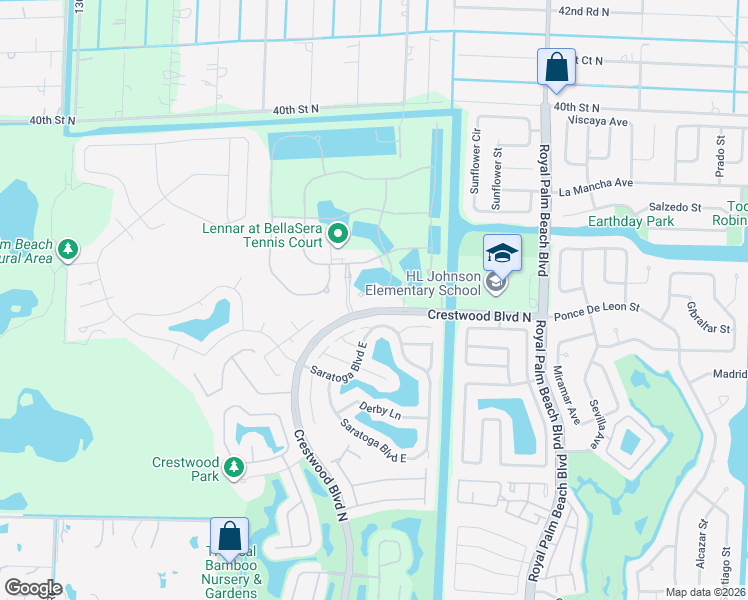 map of restaurants, bars, coffee shops, grocery stores, and more near 3210 Klays Court in Royal Palm Beach