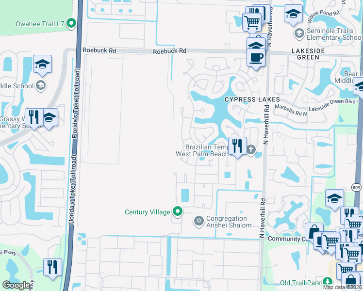 map of restaurants, bars, coffee shops, grocery stores, and more near 3465 Amalfi Drive in West Palm Beach