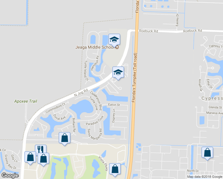 map of restaurants, bars, coffee shops, grocery stores, and more near 3478 Briar Bay Boulevard in Royal Palm Beach