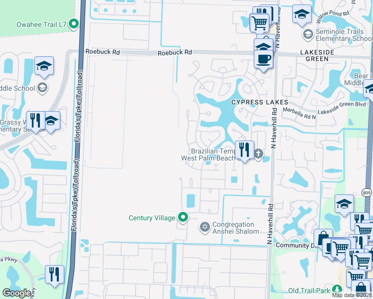 map of restaurants, bars, coffee shops, grocery stores, and more near 3465 Amalfi Drive in West Palm Beach