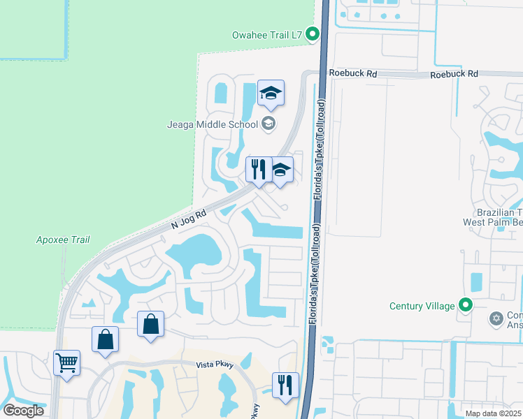 map of restaurants, bars, coffee shops, grocery stores, and more near 3481 Briar Bay Boulevard in West Palm Beach