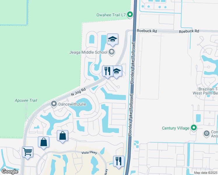 map of restaurants, bars, coffee shops, grocery stores, and more near 3478 Briar Bay Boulevard in Royal Palm Beach