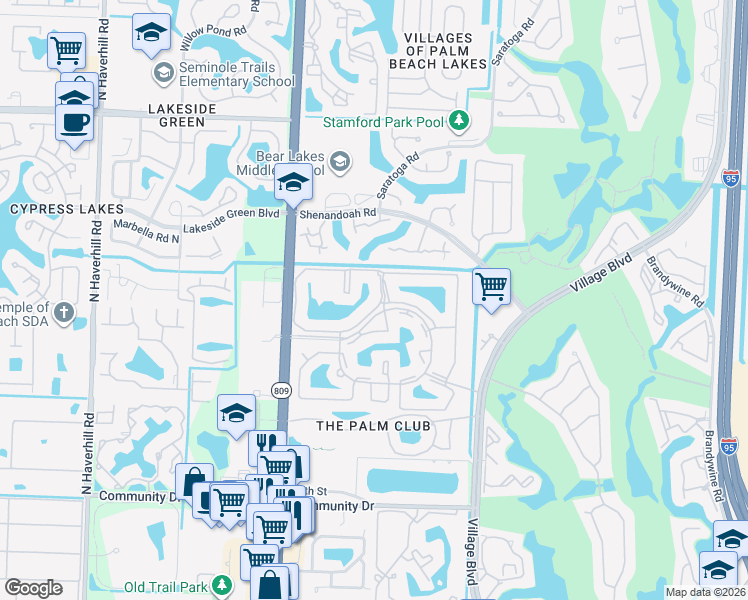 map of restaurants, bars, coffee shops, grocery stores, and more near 1000 Green Pine Boulevard in West Palm Beach