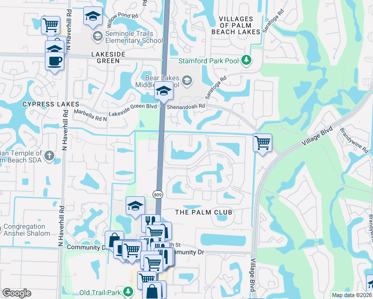 map of restaurants, bars, coffee shops, grocery stores, and more near 1016 Green Pine Boulevard in West Palm Beach