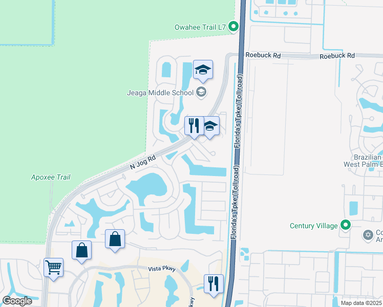 map of restaurants, bars, coffee shops, grocery stores, and more near 3478 Briar Bay Boulevard in Royal Palm Beach