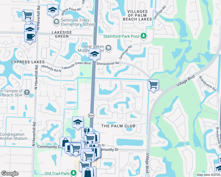 map of restaurants, bars, coffee shops, grocery stores, and more near 1010 Green Pine Boulevard in West Palm Beach